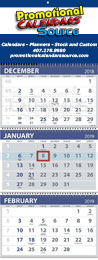 Custom 3-Month View Promo Calendar, Large Week Numbers, Four Panel, 13x34